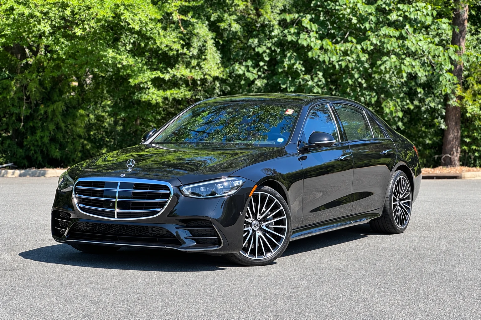 Black Mercedes S Class Among Greenery